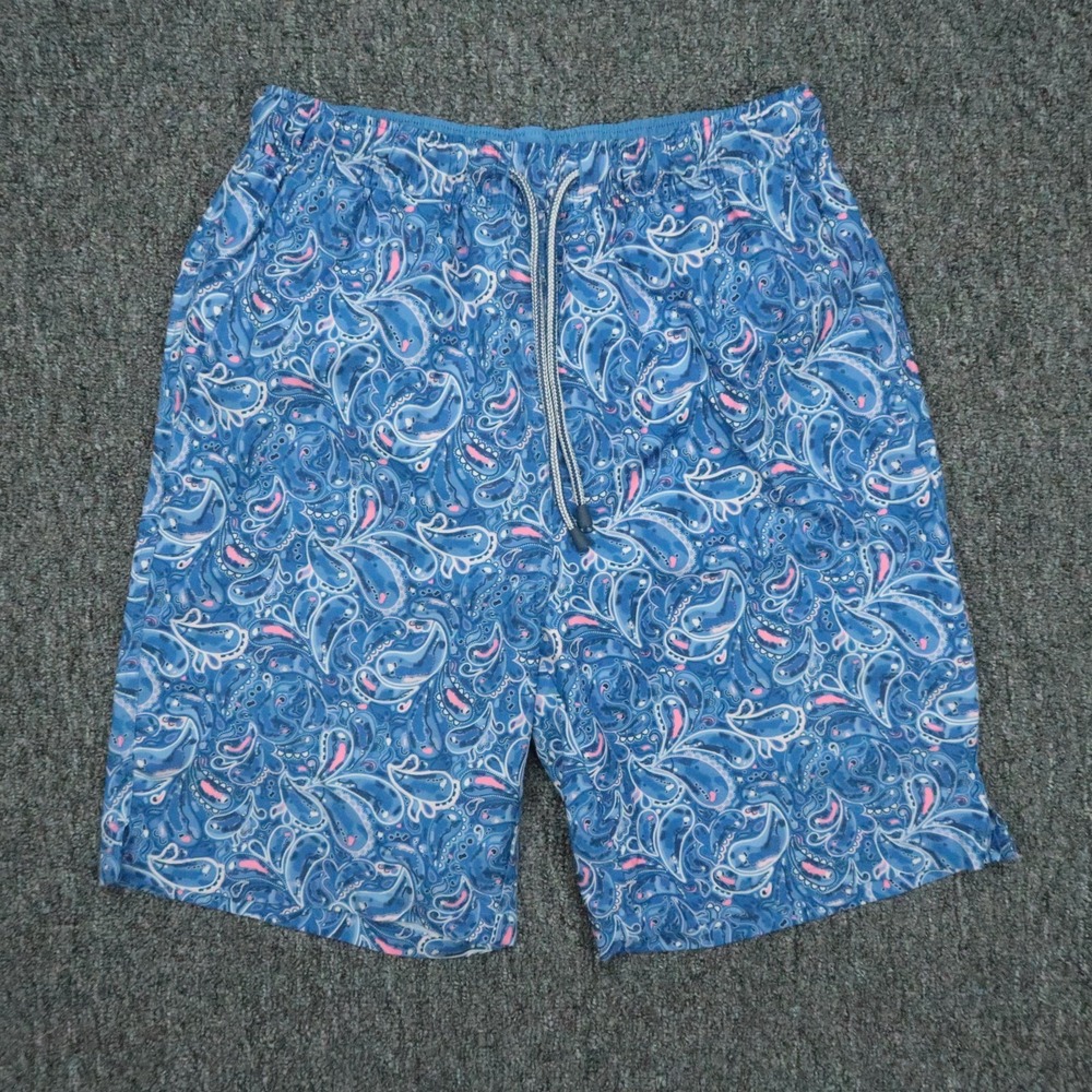 Peter Millar Swim Trunks Mens Small Blue Paisley Seaside Collection Lined Shorts
